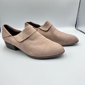 American Eagle Women’s Taupe Suede Zip Up Pointed Toe Booties Fall | 12W